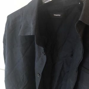 Theory black cotton button down shirt